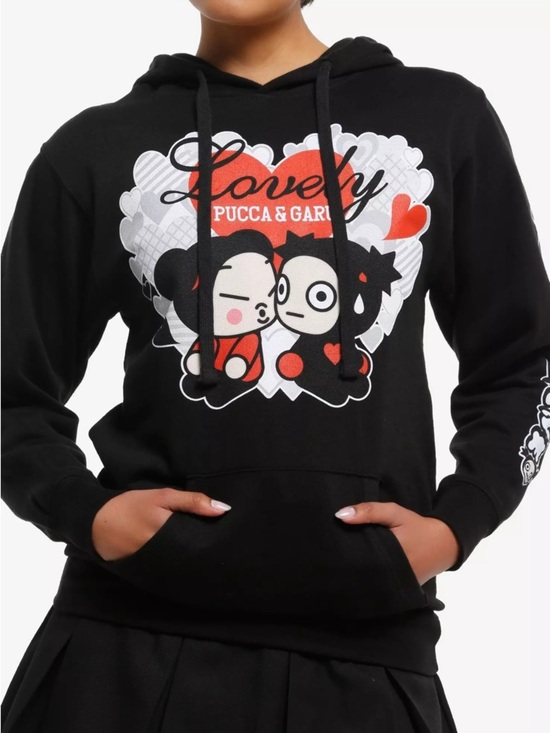 Hot Topic Tops - Pucca & Garu Black Graphic Hoodie Sweater Size Medium Kawaii Anime